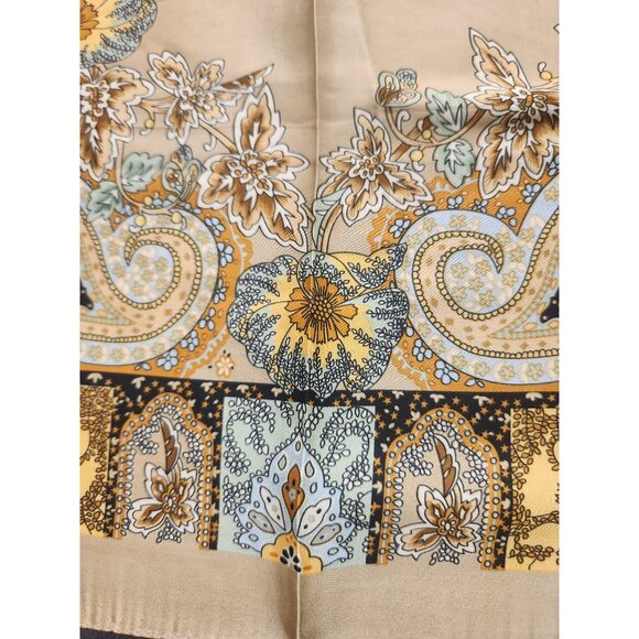 Paisley Floral 27 inch Square Scarf Beige Multicolor Accessory - Picture 8 of 12